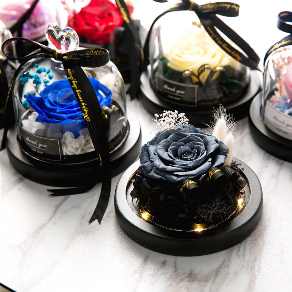 Beauty-And-The-Beast-Preserved-Valentines-Day-Gift-Exclusive-Rose-In-Glass-Dome-With-Lights-Eternal